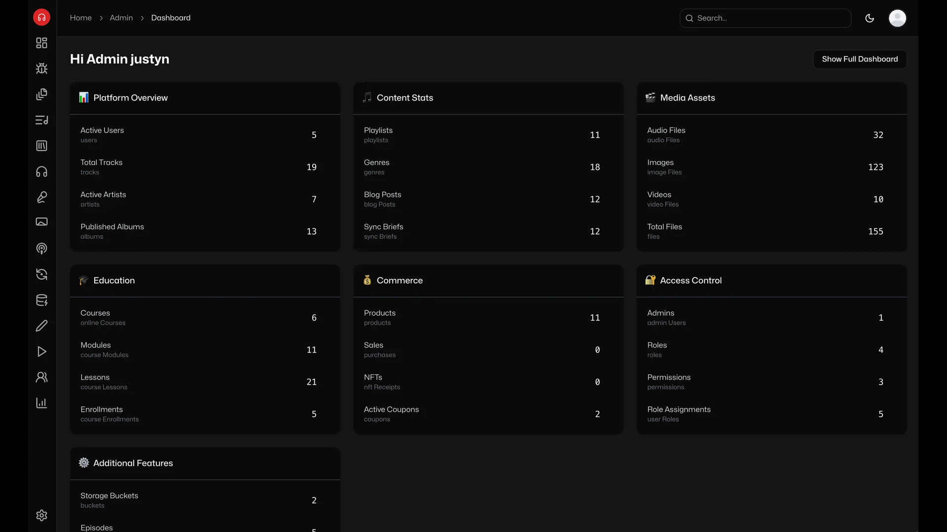 Dashboard page Dashboard page
